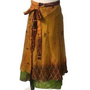 My Choice Flowy Boho Gypsy Double Layered Wrap Skirt One Size Fits Most